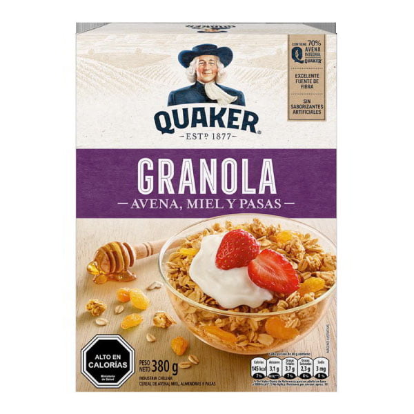 QUAKER AVENA MIEL Y PASAS 380 GR